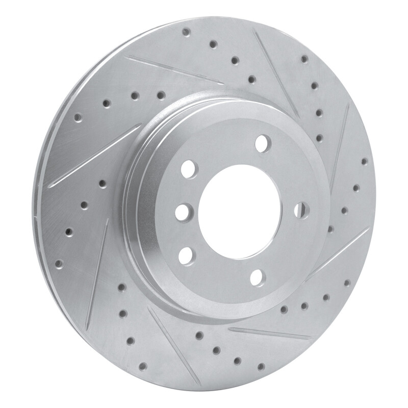 BMW 330CI Brake Rotor (1) - Front Right - R1 Concepts - Drilled & Slotted - Silver - `01-`08